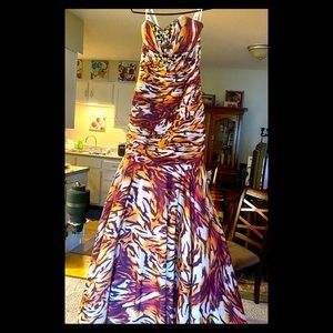 Sz.4 Tony B long tiger print with jewels formal evening dress